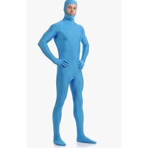 Blue Full Body Spandex Bodysuit Costume With Back Zipper For Man or Woman